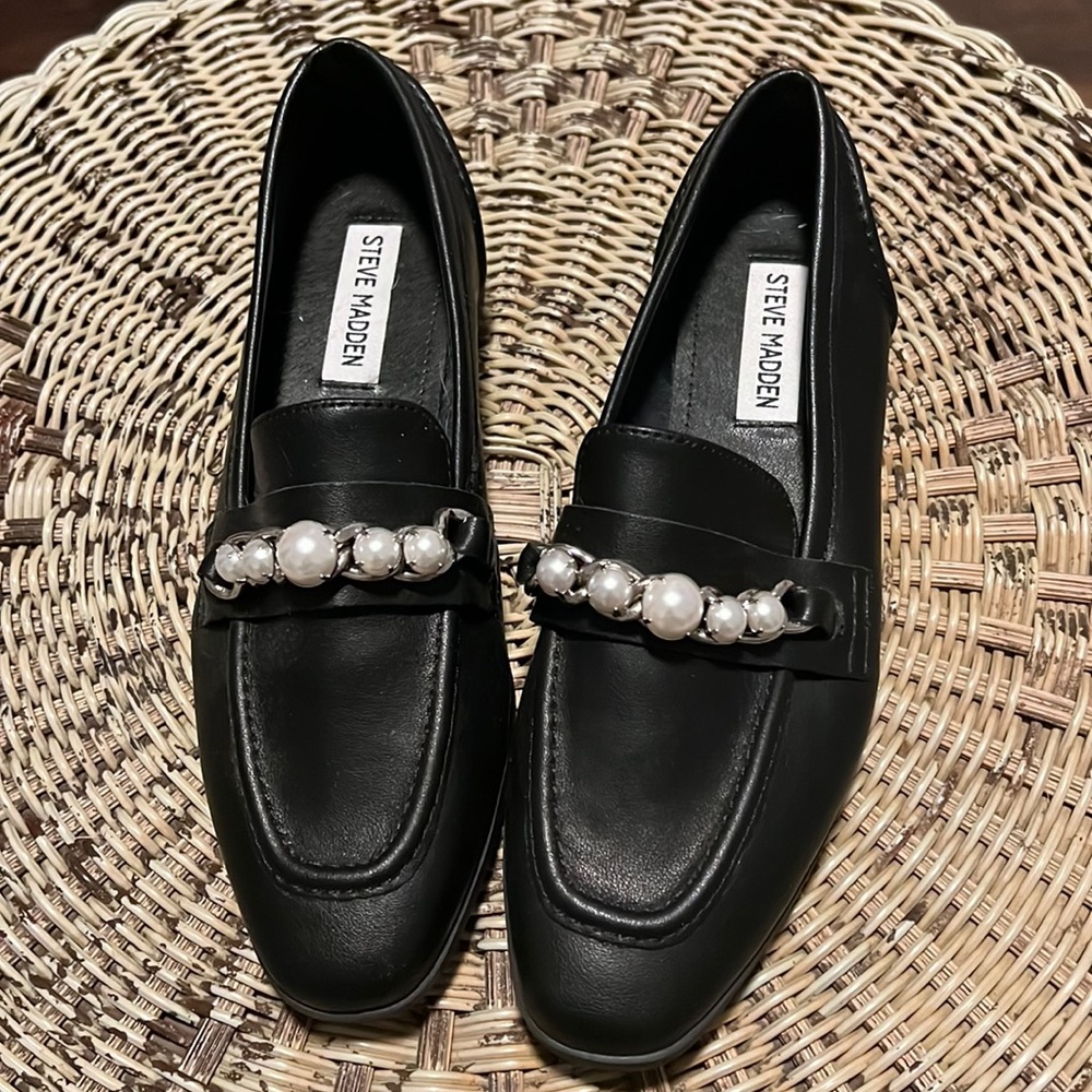 Size seven Steve Madden black loafers